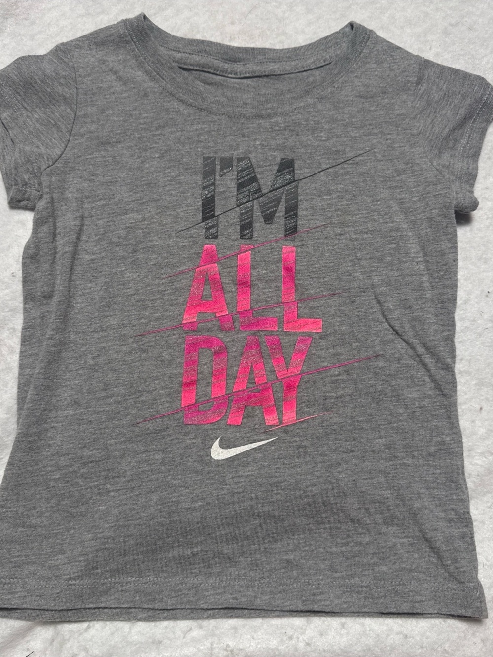 Nike Gray Crewneck Tee with Black Swoosh Print